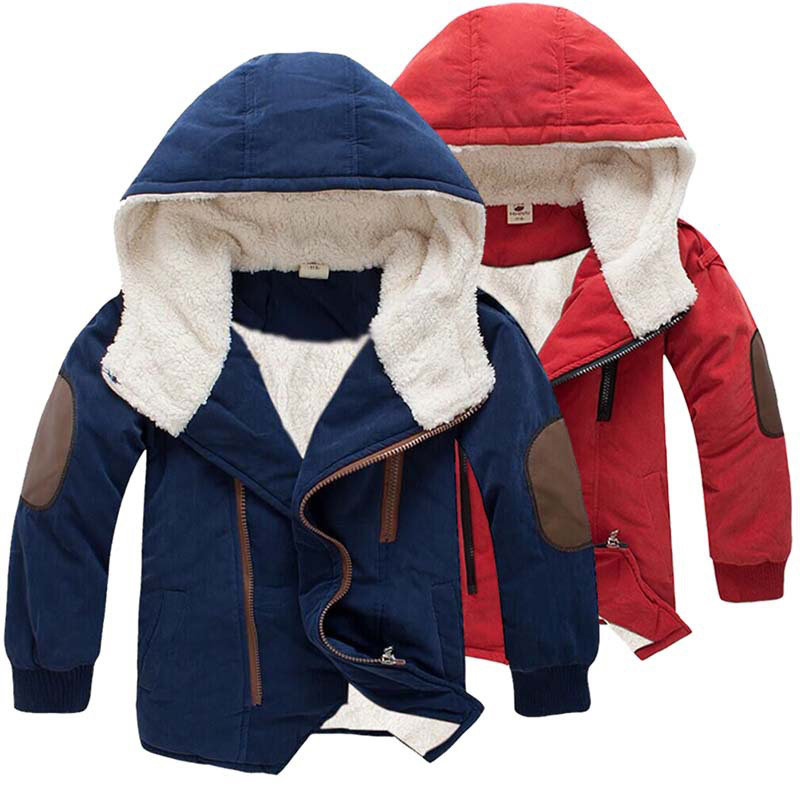 

Soft Fleece Boys Winter Thick Jacket Kids Warm Coat For 4Y-15Y, Navy blue;orange
