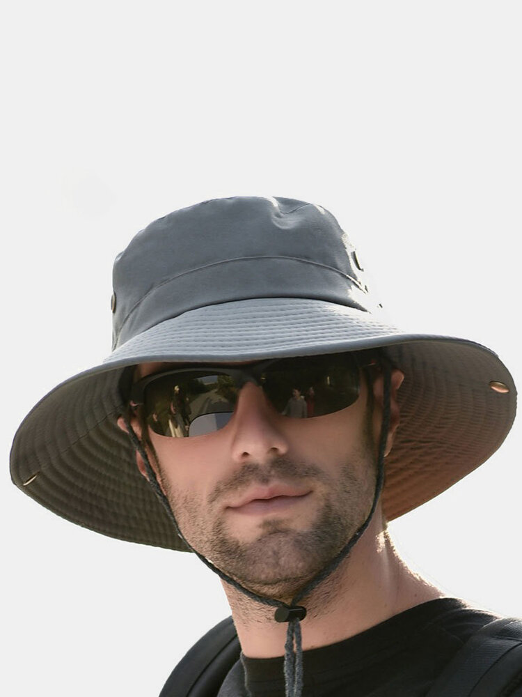 

Men Summer Visor Bucket Hat Fisherman Hat Outdoor Climbing Breathable Sunscreen Cap, Khaki;black;navy;beige;coffee;deep gray;gray & green