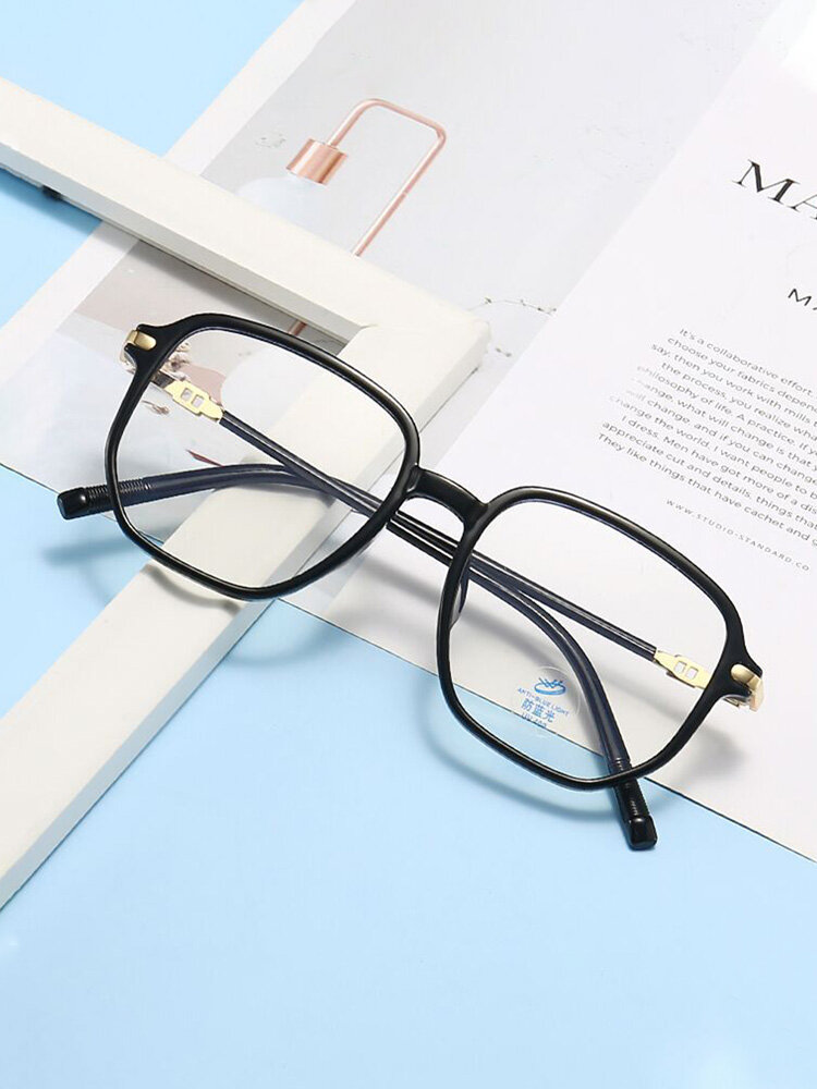 Unisex Resin Full Square Frame Anti-blue Light Eye Protection Vintage Flat Glasses