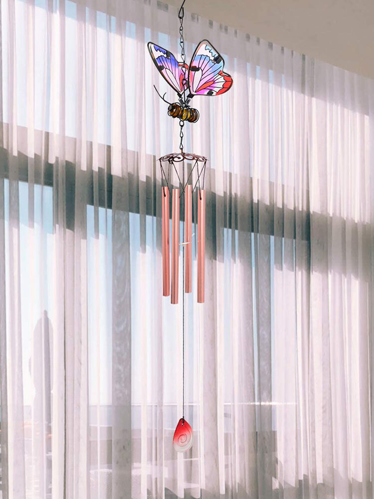 

1PC Colorful Butterfly Pendant Bell Tube Wind Chimes Indoor Outdoor Garden Home Decor Ornaments