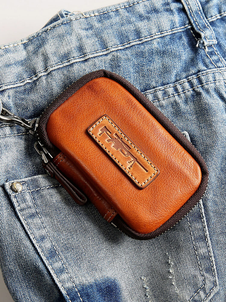 Men Vintage Genuine Leather Multifunction Short Wallet Purse