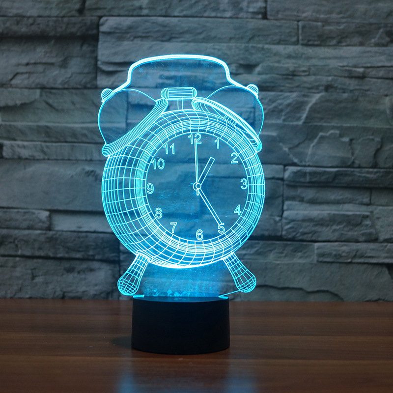 

Alarm Clock Lamp 3D Visual LED Night Light USB Charging Bedroom Home Decor