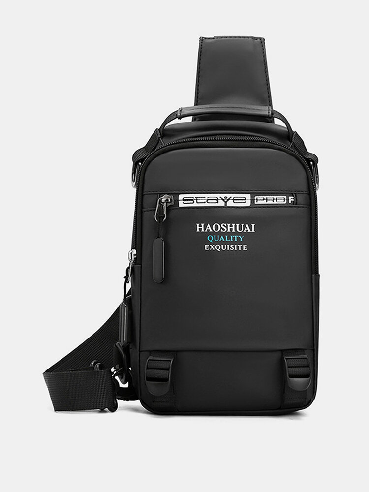 Men Nylon Fabric Casual Portable USB Charging Design Chest Bag Waterproof Daily Crossbody Bag
