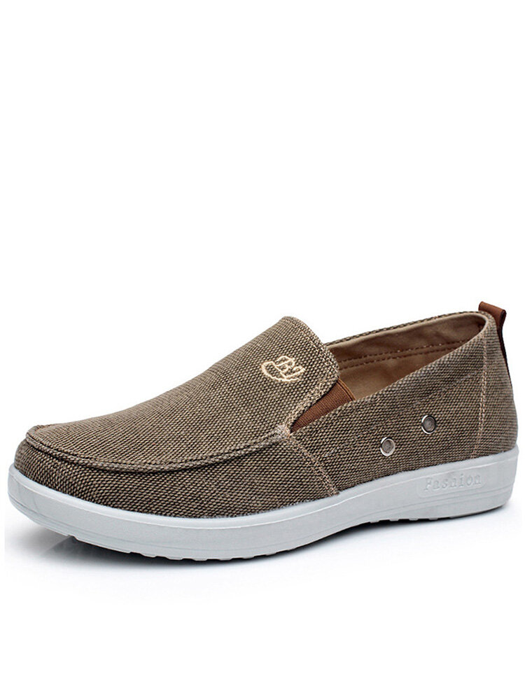 Men Old Peking Canvas Slip On Breathable Casual Shoes