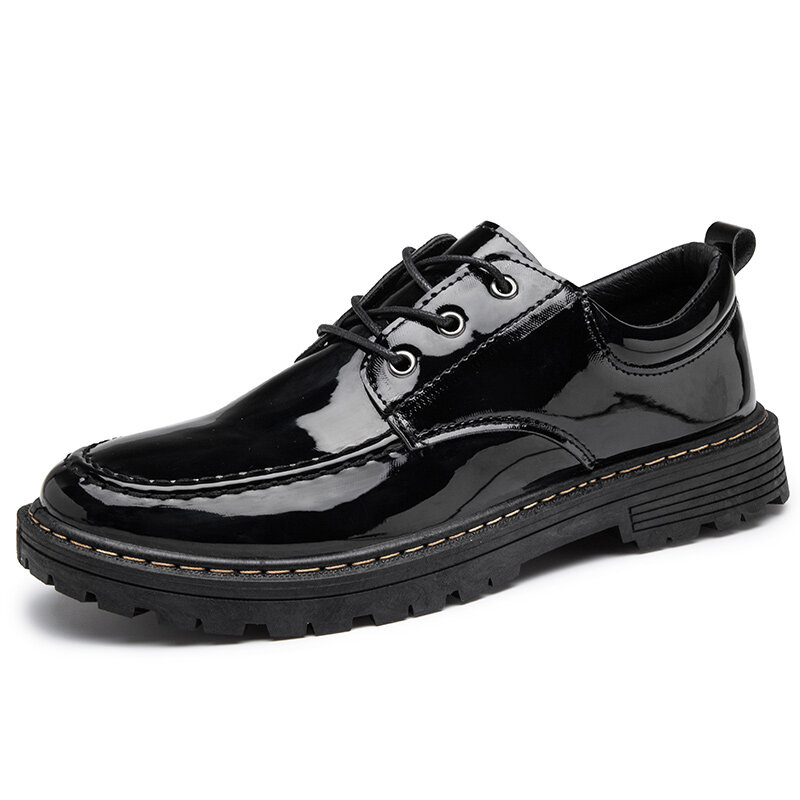 Men British Style Comfy Wearable Black Business Casual Patent Leather Shoes