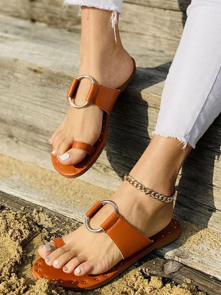 Plus Size Women Fashion Casual Summer Beach Vacation Thumb Slippers