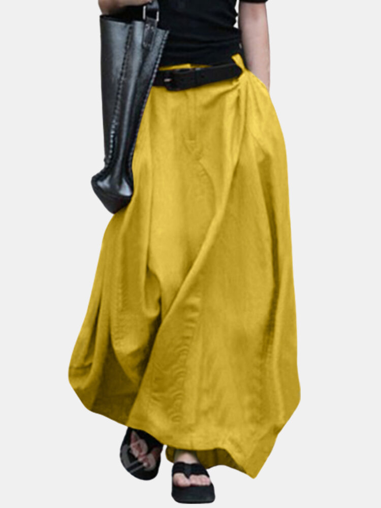 Повседневная однотонная свободная юбка с эластичной талией Plus Размер