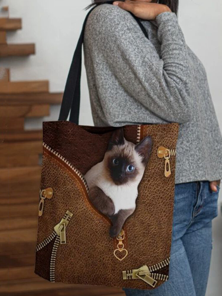 Women Felt Cute Cat Handbag Tote