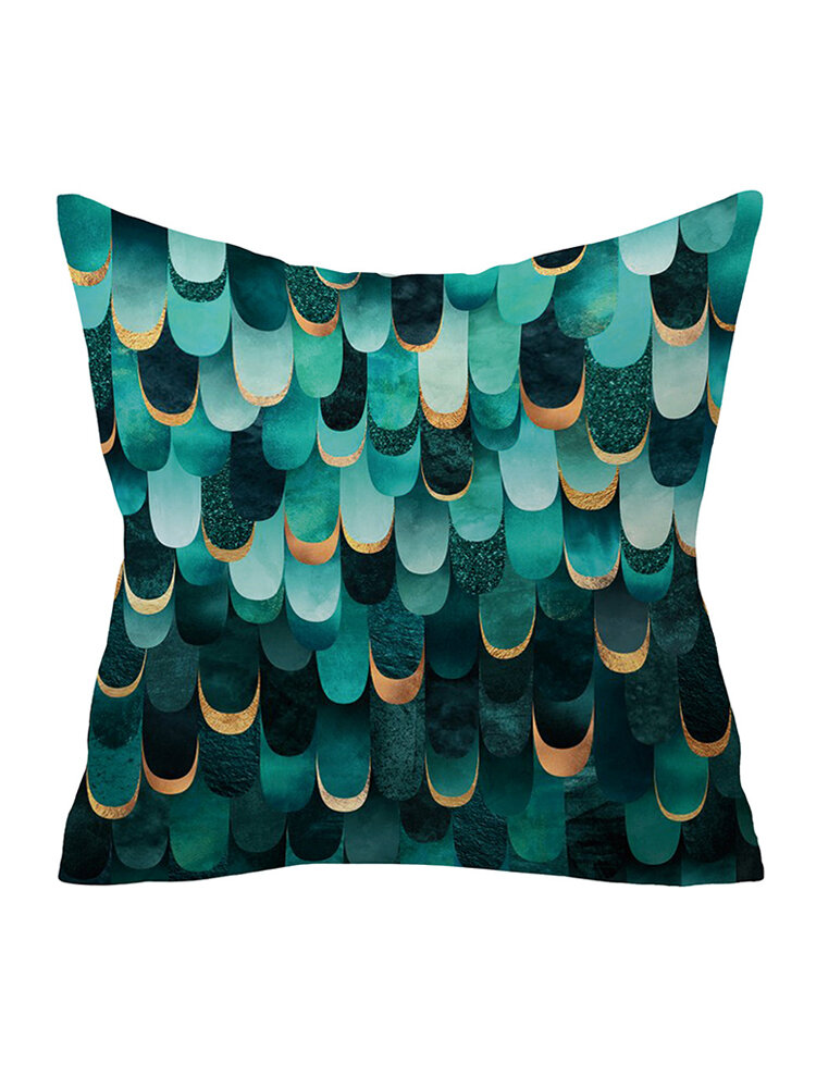 Achat Smaragd Abstrakte geometrische Pfirsich Haut Kissenbezug Home Sofa Art Decor Throw Kissenbezüge