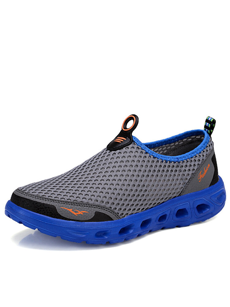 

Large Size Men Honeycomb Mesh Quick Drying Upstream Shoes Casual Beach Shoes, Black;blue;dark gray;grey