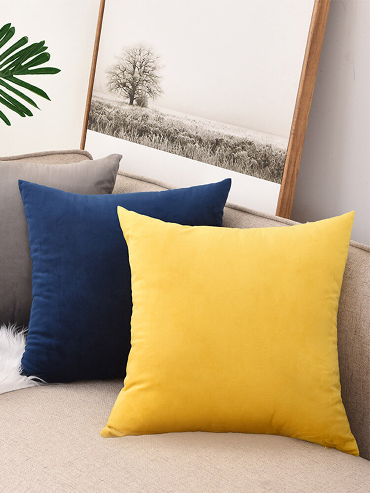 Nordic Solid Color Square Velvet Throw Pillowcase Soft Waist Pillowcases Rectangular Cushion Cover