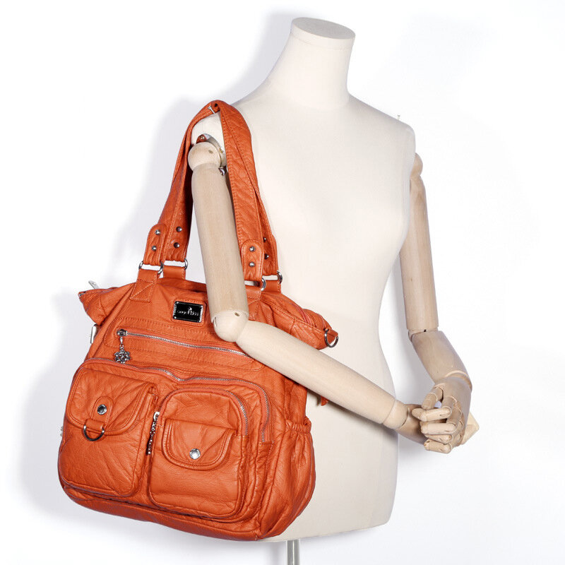 Women Multi-Pocket Casual Crossbody Bag Soild Tote Bag