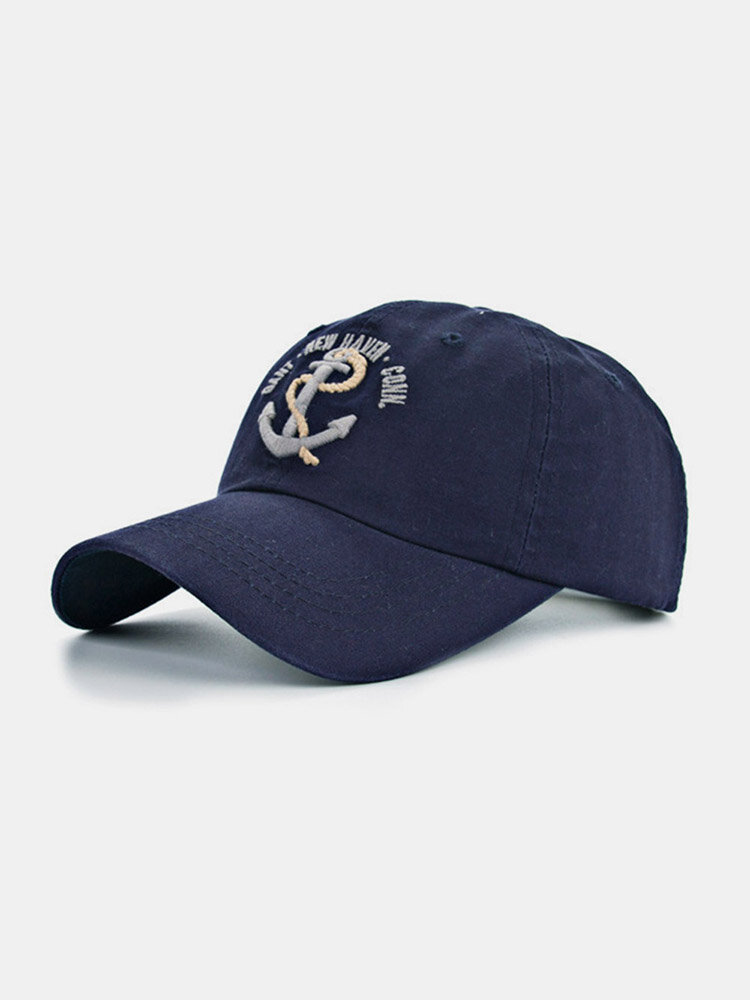 Unisex Cotton Boat Anchor Letters Embroidery All-match Sunscreen Baseball Caps