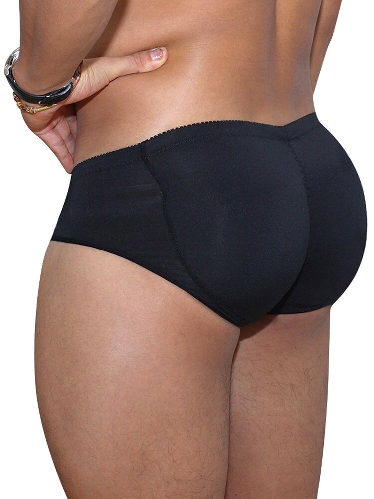 

Men Sexy Butt Lifting Padded Underwear Stitching Butt Shaper Breathable Enhancing Briefs Shapewear, Apricot;black