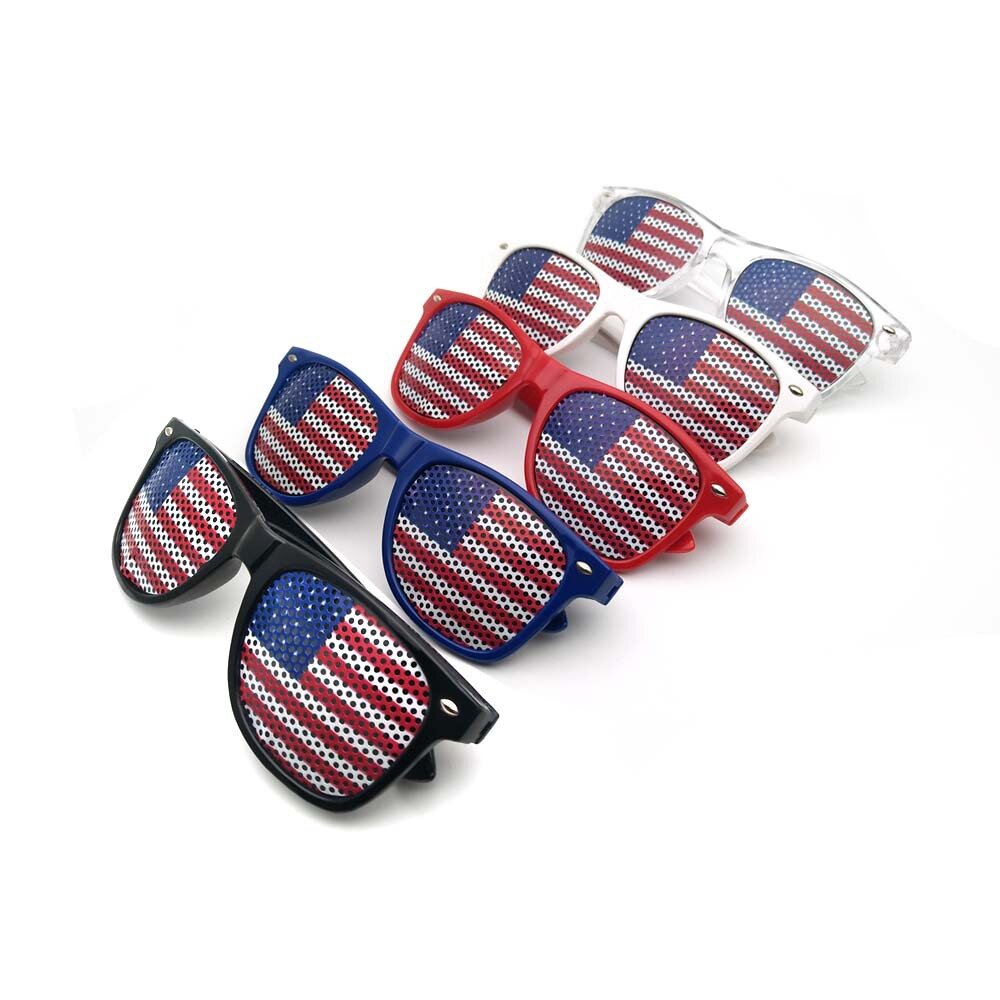 

American Flag US Patriotic Design Plastic Shutter Glasses Shades Sunglasses for Independence Day Party Decoration, Red;blue;black;white