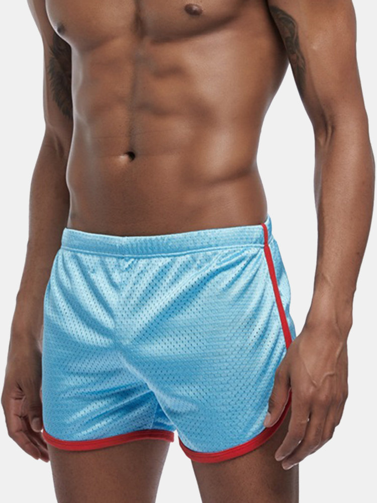 Mens Sport Mesh Shorts Soft Home Underwear Breathable Split Hem Arrow Pants Boxer