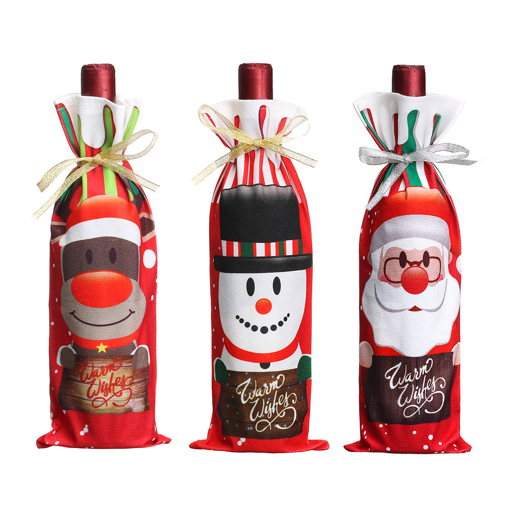 Santa Christmas Candy Bags Wine Stocking Bottle Carrier Gift Christmas Packing Bag Decoration