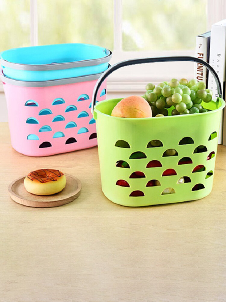 Portable Shopping Tote Basket Table Kitchen Storage Box Hand-held Bathroom Storage Baskets 