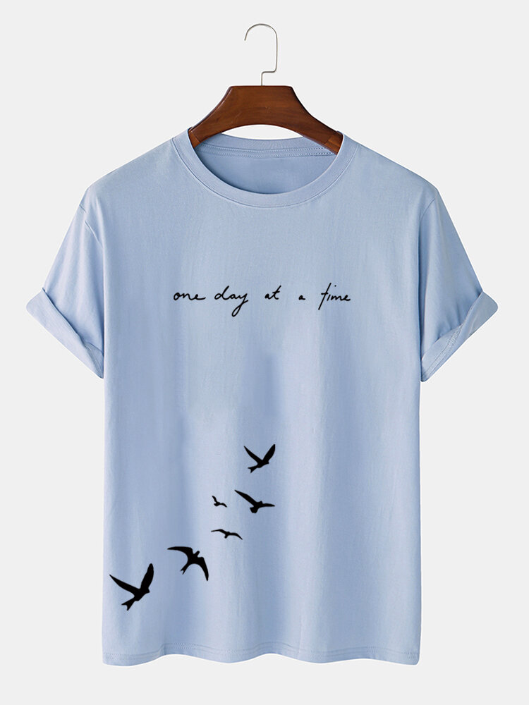 Mens Bird Slogan Print Casual 100% Cotton Short Sleeve T-Shirts