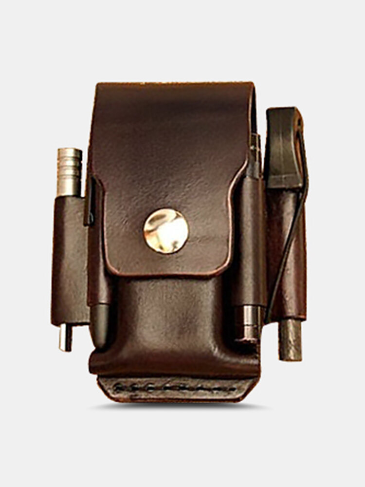 

Ekphero Men Genuine Leather Vintage EDC Portable Waist Pack Small Multi-functional Small Pack, Black;brown;coffee