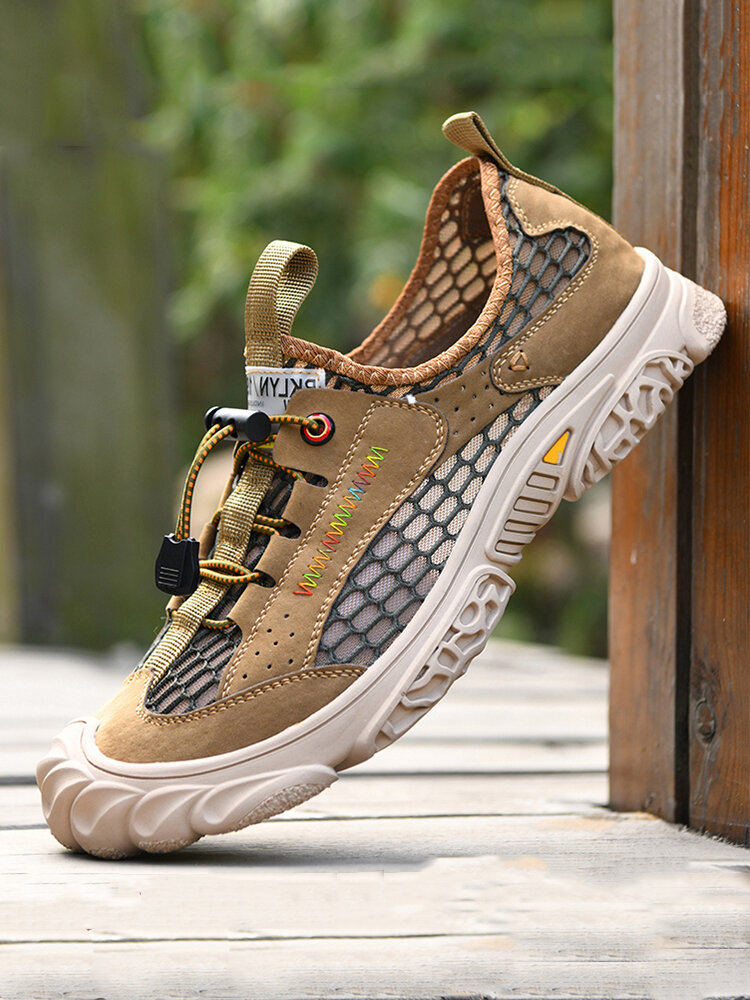 Men Braethable Mesh Slip Resistant Toe Protection Soft Outdoor Hiking Shoes