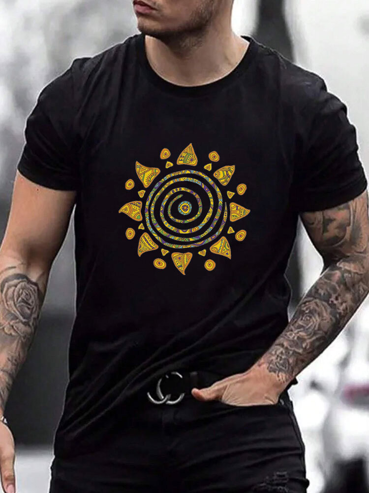 T-shirts à manches courtes et col rond pour hommes, imprimé ethnique Totem, hiver