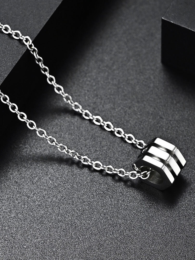 Trendy Simple Geometric-shaped Pendant Polished Titanium Steel Stainless Steel Necklace