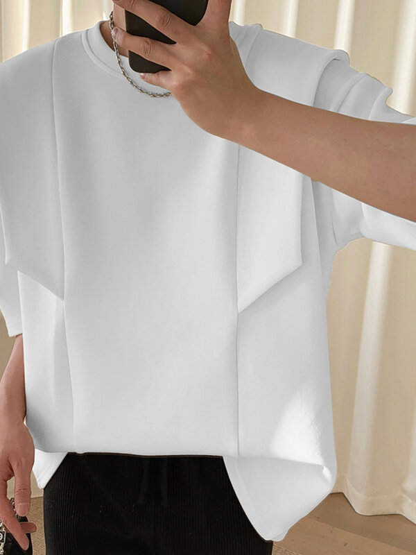 Mens Irregular Patchwork Casual Short Sleeve T-Shirt