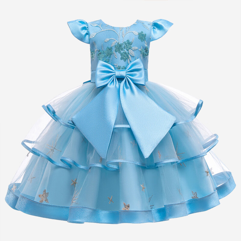 

Girl's Floral Bowknot Princess Dress for 3-11Y, Yellow;green;wine red;pink;sky blue