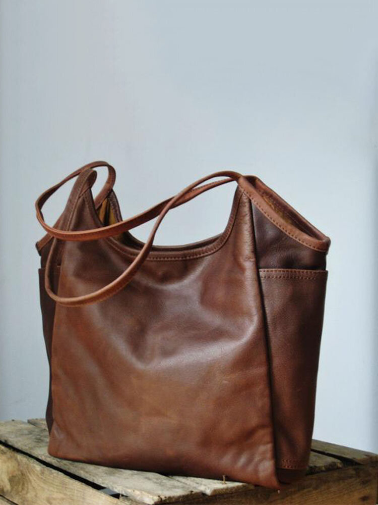 Women Vintage PU Leather Large Capacity Shoulder Bag Handbag Tote