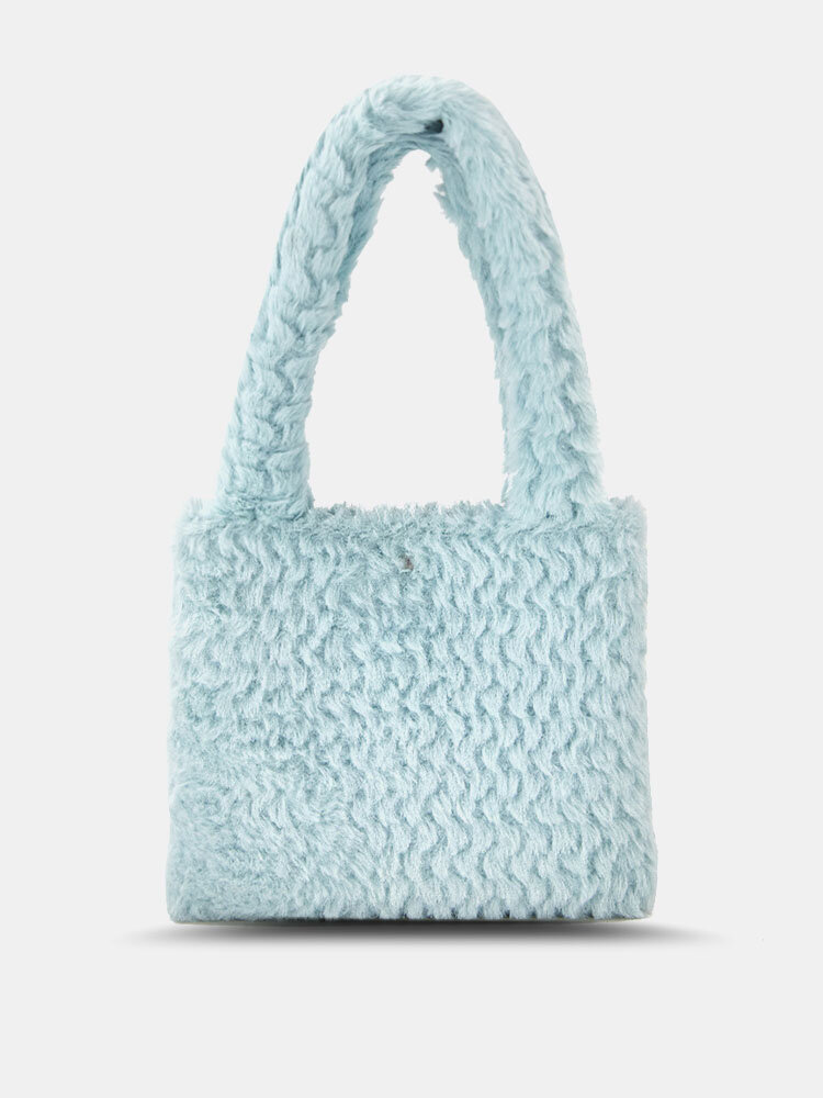 Women Fashion Dacron Plush Solid Color Durable Winter Hangbag