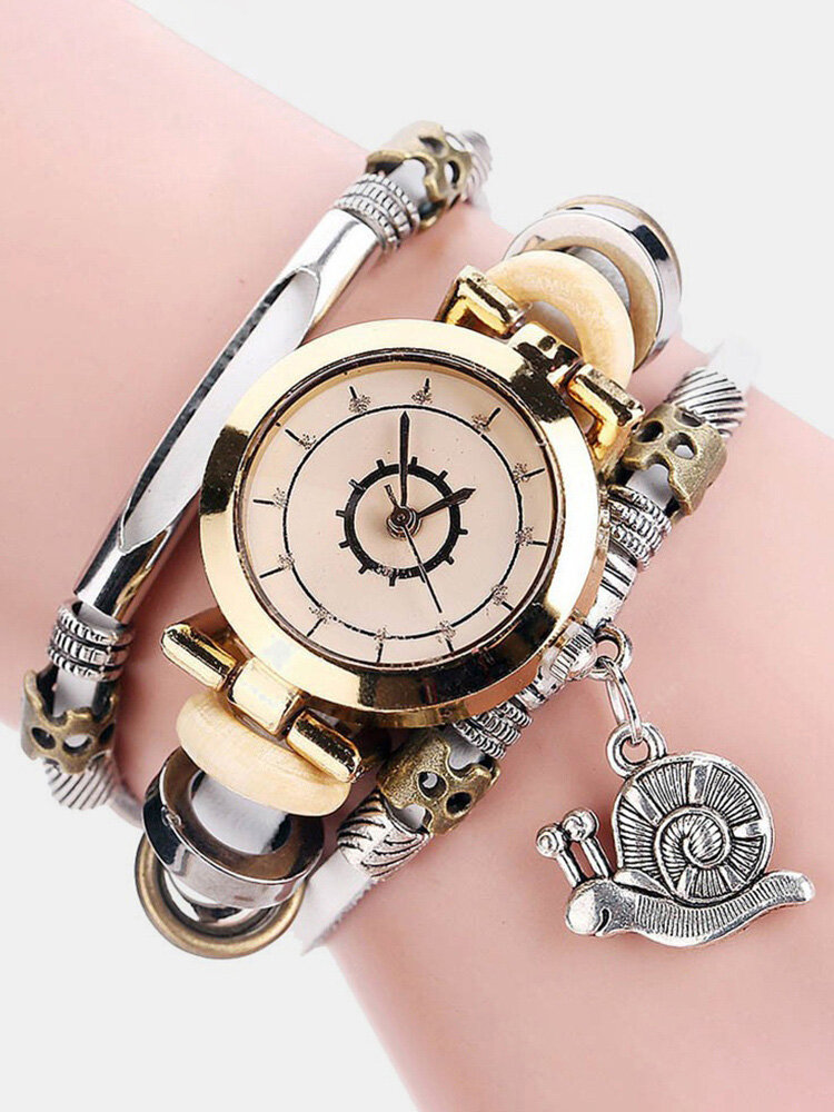 Vintage Bracelet Quartz Watch Individual Rhinestone Dial Watch Leather Watch For Women