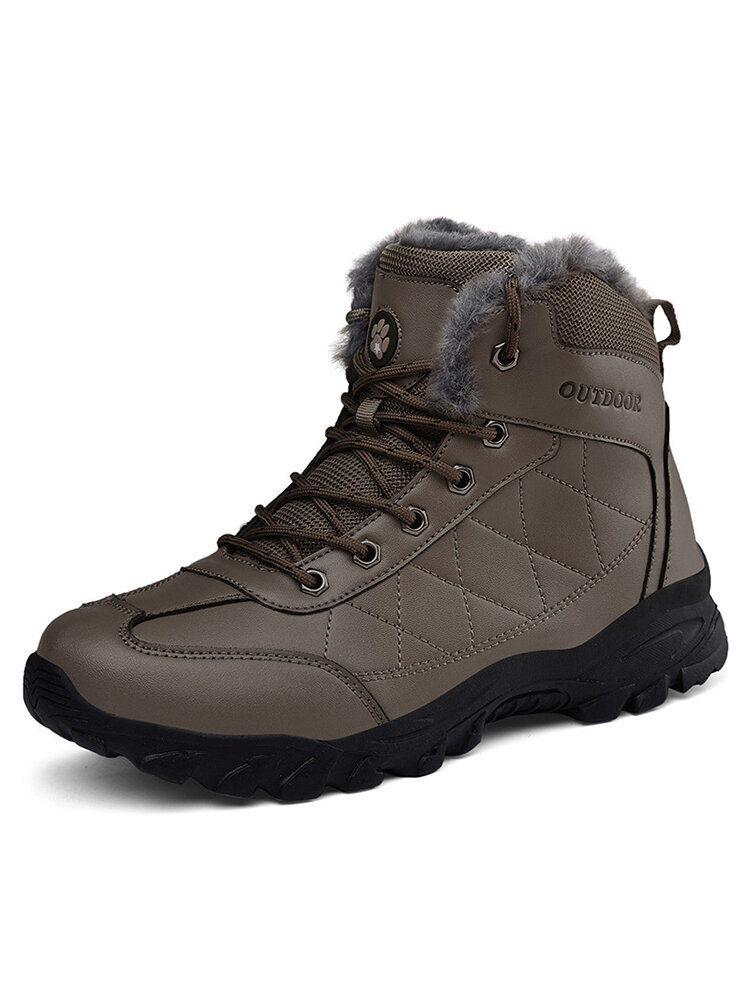 

Men Microfiber Leather Waterproof Slip Resistant Warm Lined Outdoor Hiking Boots, Black;brown