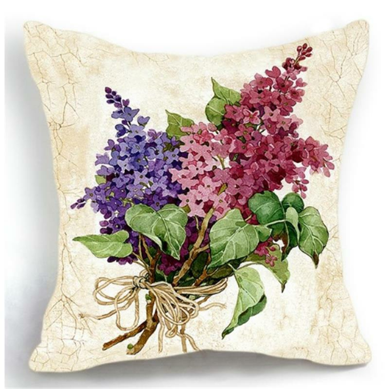

Home Decoration Cushion Cover Luxury Flower Vase Vintage Pattern Cotton Linen Pillowcase
