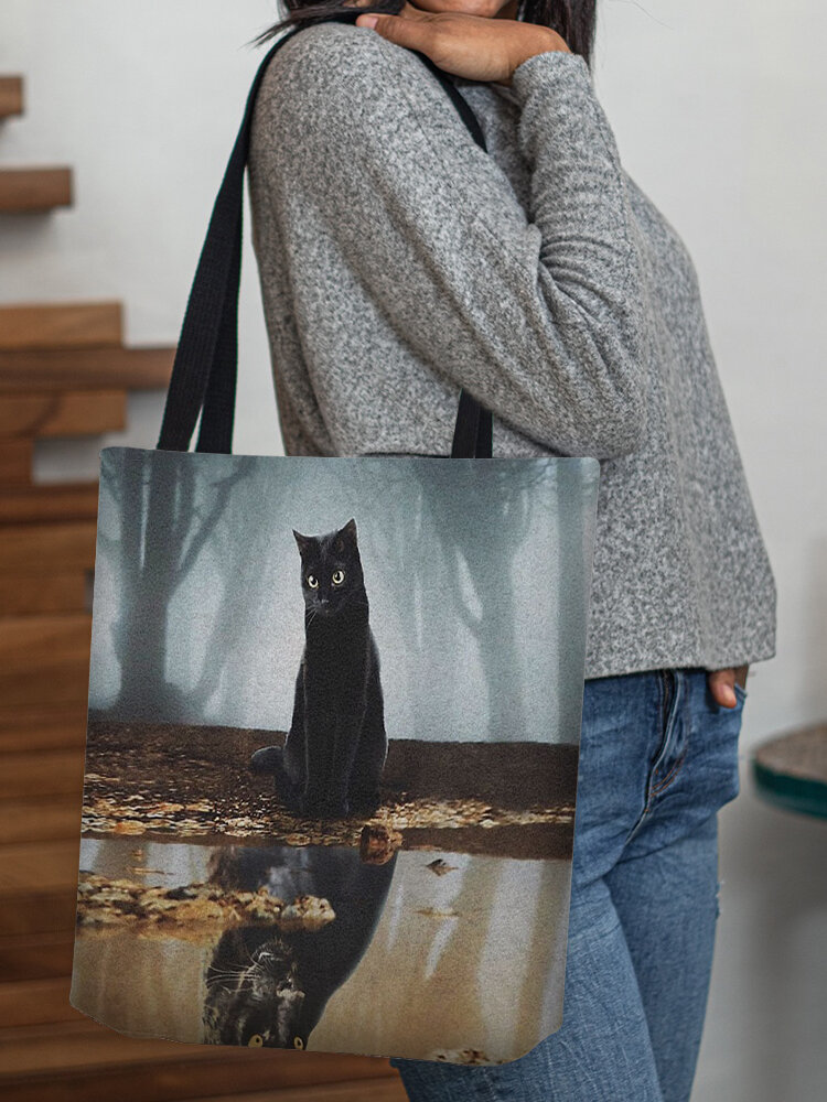 Women Cat Pattern Print Shoulder Bag Handbag Tote