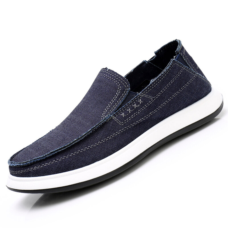 Mens Washed Canvas Light Weight Slip On Walking Shoes