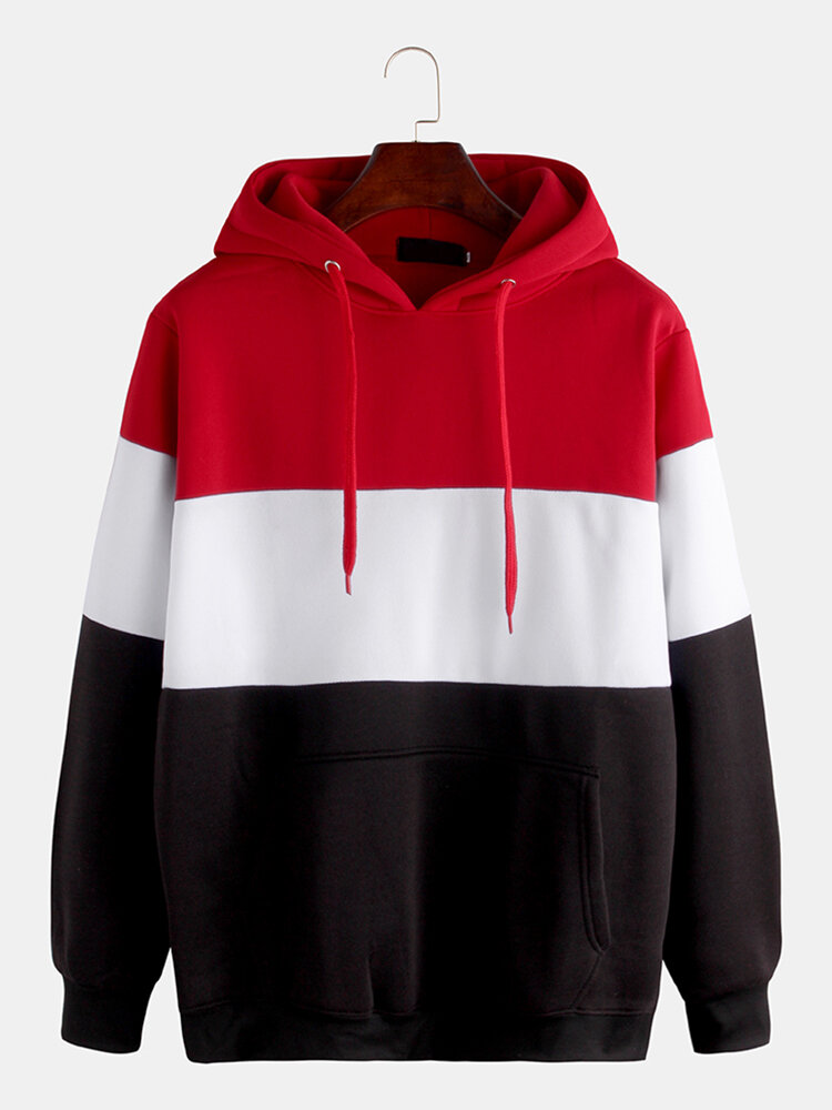 Mens Brief Style Hit Color Warm Casual Hoodies