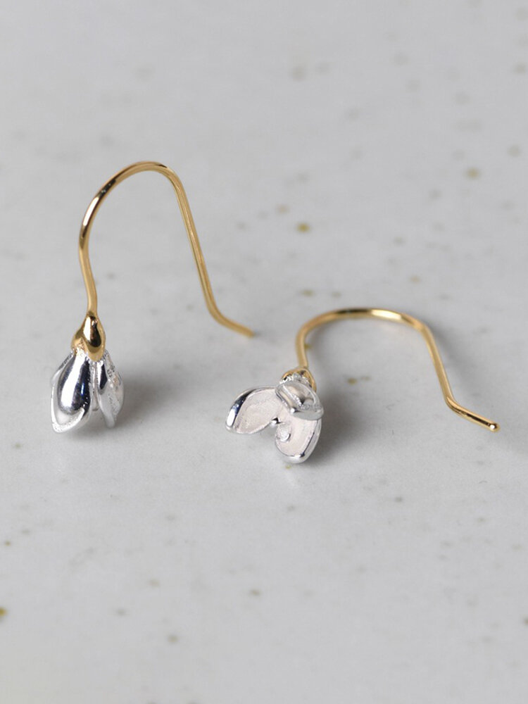 925 Sterling Silver Gold-Plated Earring Magnolia Flower Ear Hook Earring Women Jewelry
