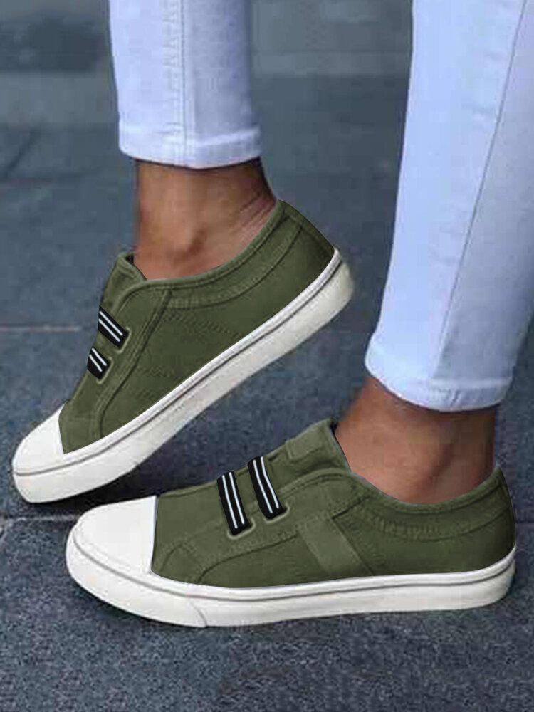 Large Size Women Canvas Elastic Band Casual Flat Shoes