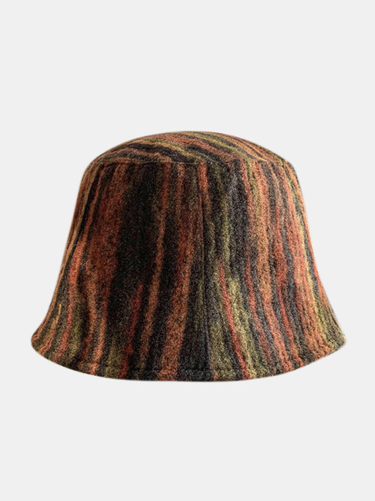Women & Men Woolen Mixed Color Warm Windproof Casual Personality Couple Hat Bucket Hat