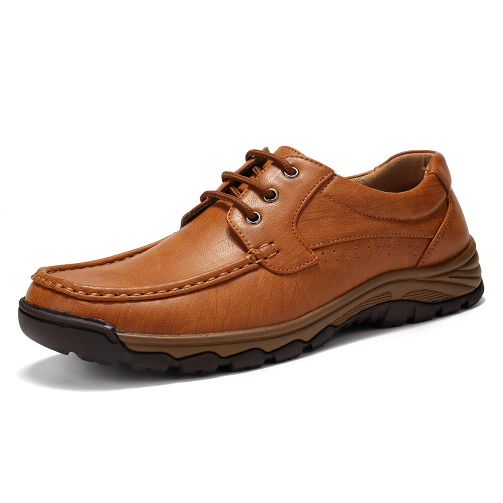 Men Microfiber Leather Non Slip Soft Sole Outdoor Casual Shoes