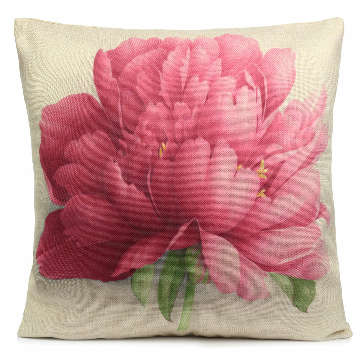 Rose flower Cotton Linen Throw Pillow Case Cushion Cover Home Decor 45X45cm
