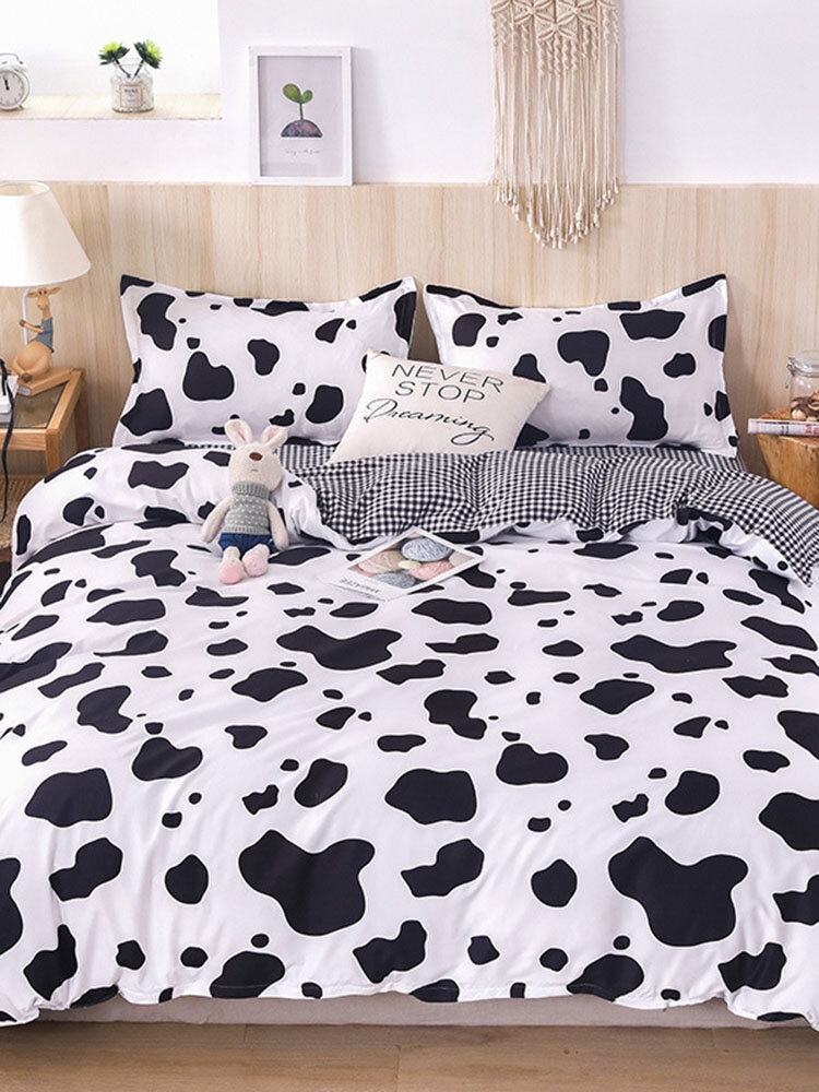 3/4PCS AB Double-sided Little Cow Zebra Pattern Reactive PrintingDyeing Design Bedroom Sheet Quilt Cover Pillow Cushio
