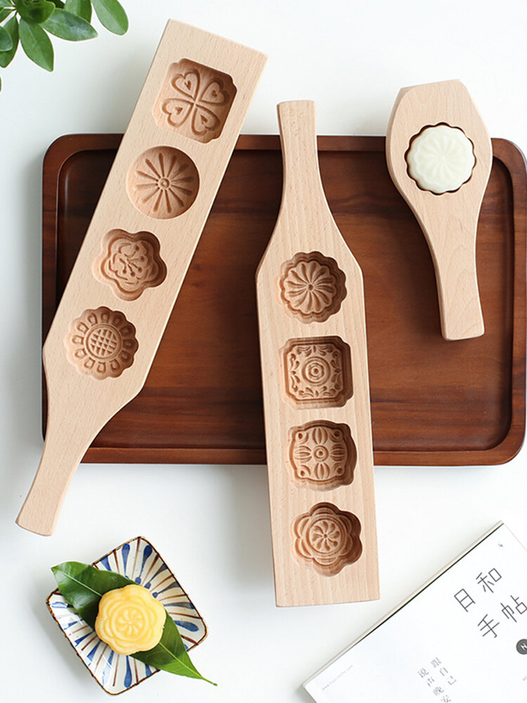 Wooden Mooncake Mold Wooden Pastry Fondant Cake Mould Kitchen DIY Baking Tools