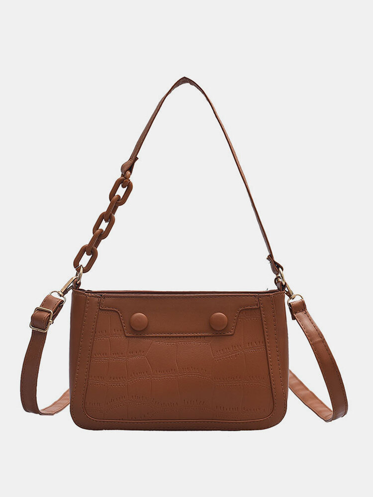 

Women Chain Alligator Pattern Prints Shoulder Bag Handbag, White;black;brown;coffee
