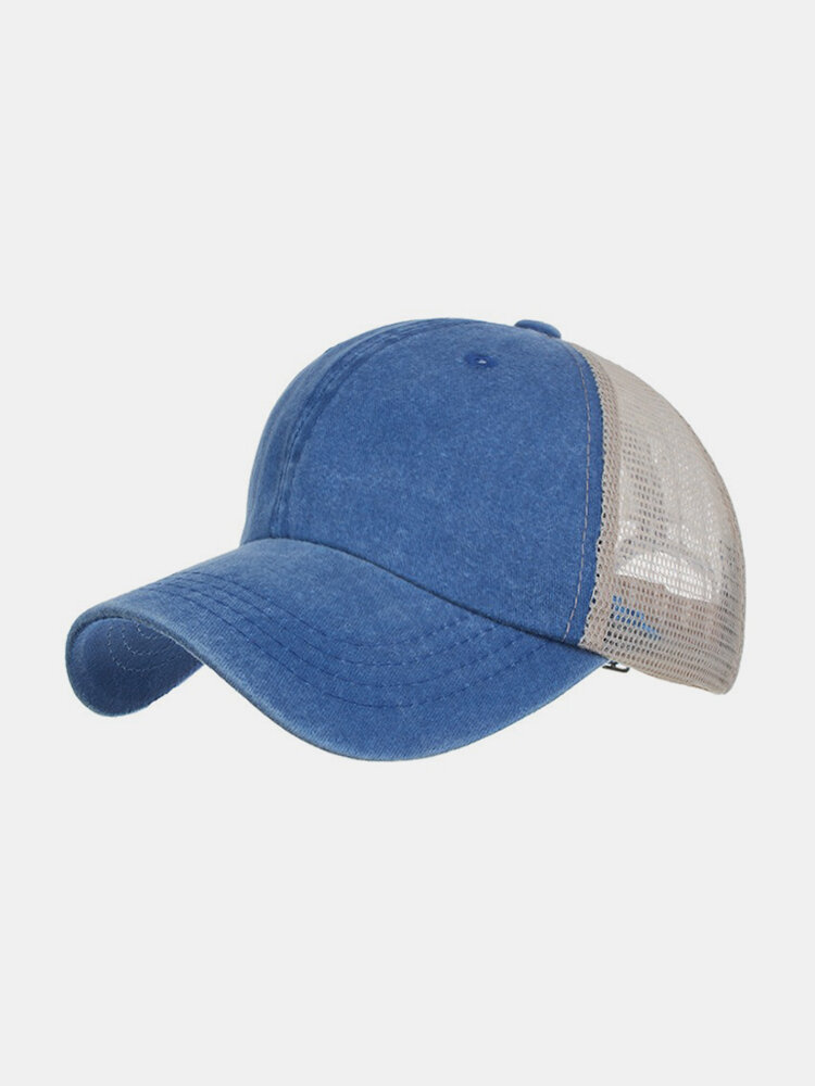 Men Adjustable Embroidery Mesh Cotton Hat Outdoor Sports Climbing Sunshade Baseball Cap