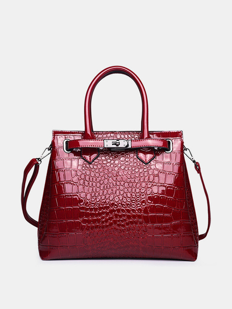 Crocodile Pattern Faux Leather Handbag Crossbody Bag For Women
