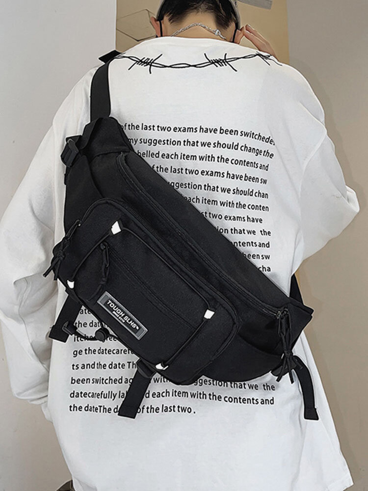 Men Casual Multi-Pockets Reflect Light Oxford Crossbody Bag Sport Bag