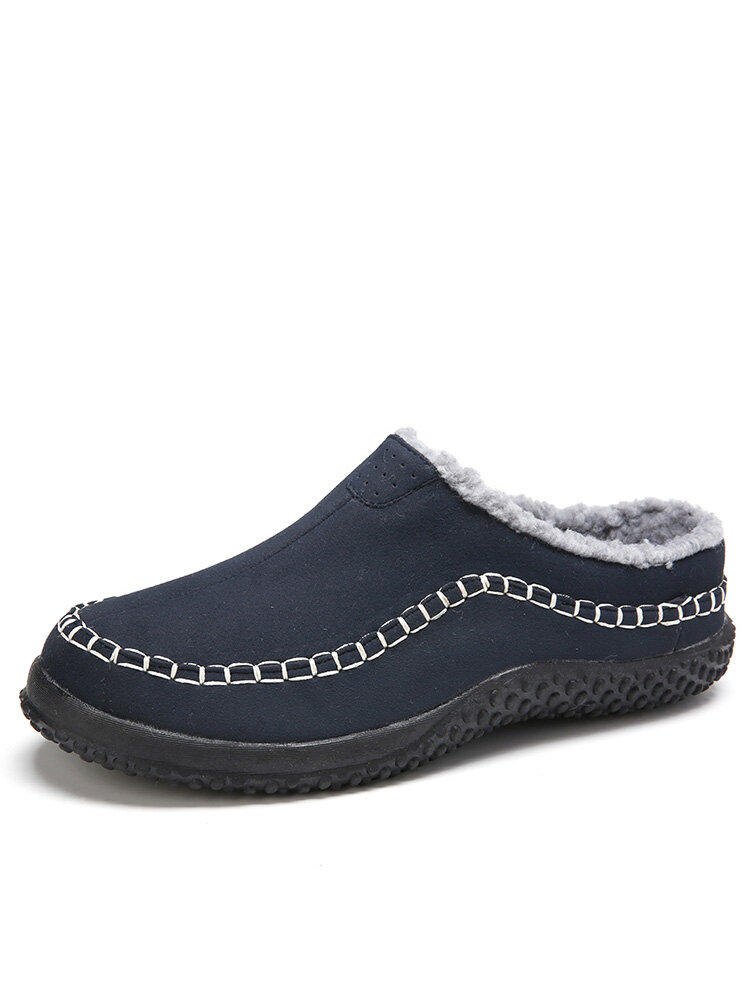 Men Warm Lining Backless Loafers Non Slip Slipper Boots