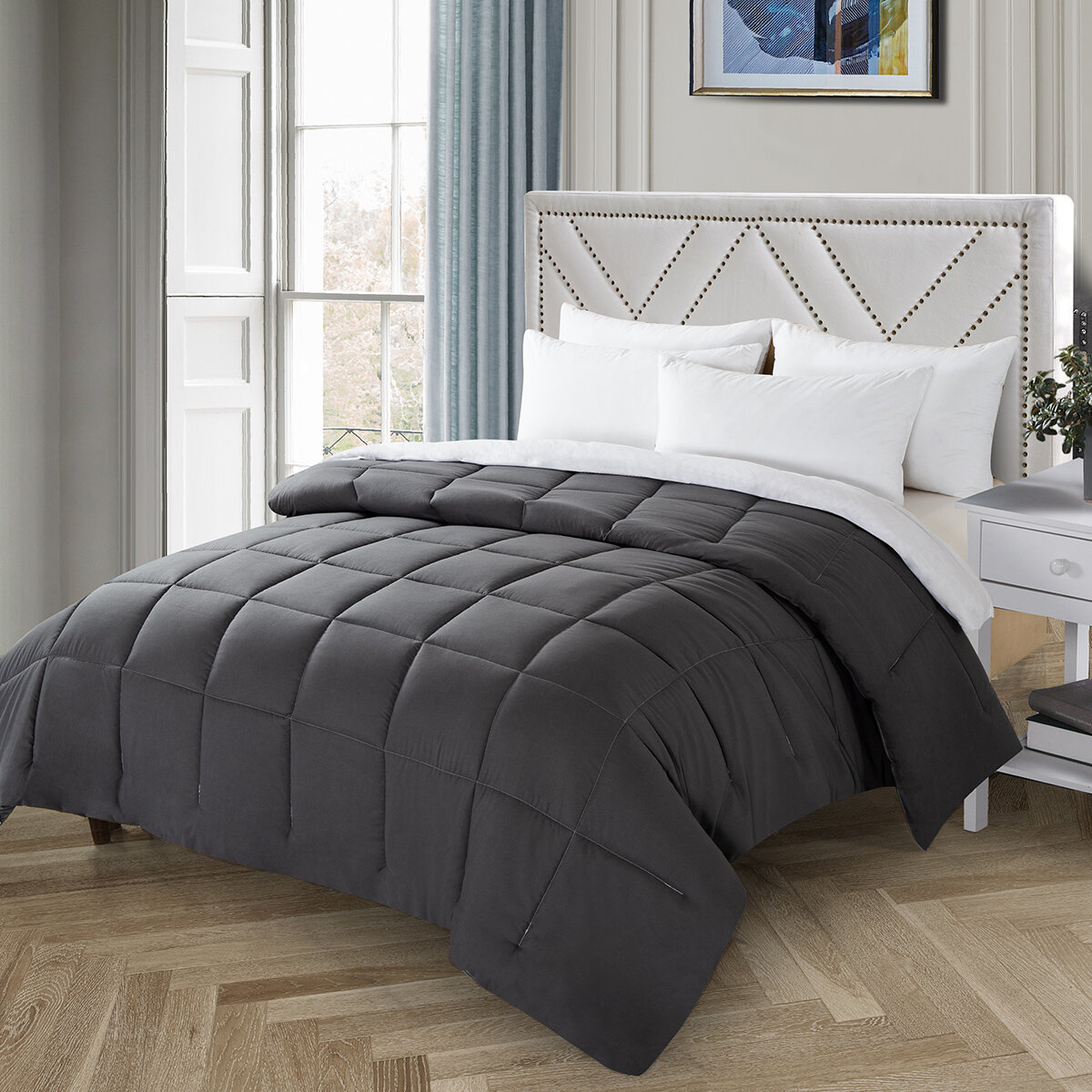 

1Pc Thickened All Season Down Alternative Comforter Ypoallergenic Supersoft Wrinkle Resistant Twin King